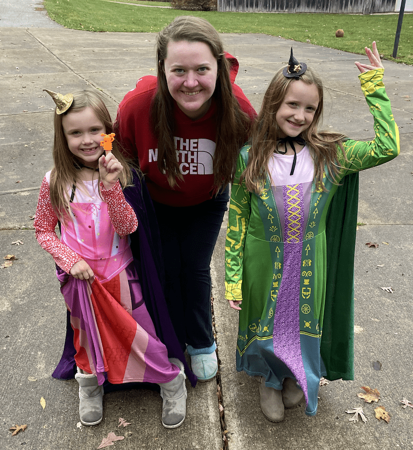 Me and my nieces in their Halloween costumes